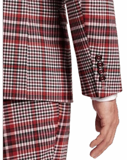 Paisley & Gray Slim Fit Suit Separates Coat, Pink Plaid -Male Clothing Store MW40 3XMF 60 PAISLEY GRAY PINK PLAID ALT2