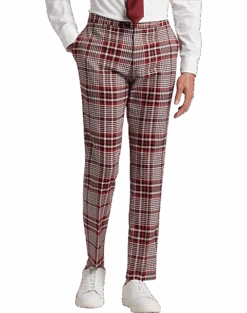 Paisley & Gray Slim Fit Suit Separates Pants, Pink Plaid