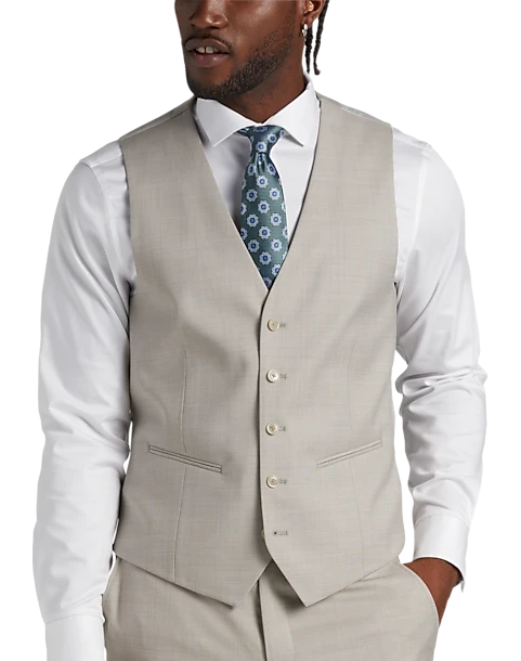 JOE Joseph Abboud Slim Fit Suit Separates Vest, Tan Sharkskin 3 JOE Joseph Abboud Slim Fit Suit Separates Vest, Tan Sharkskin