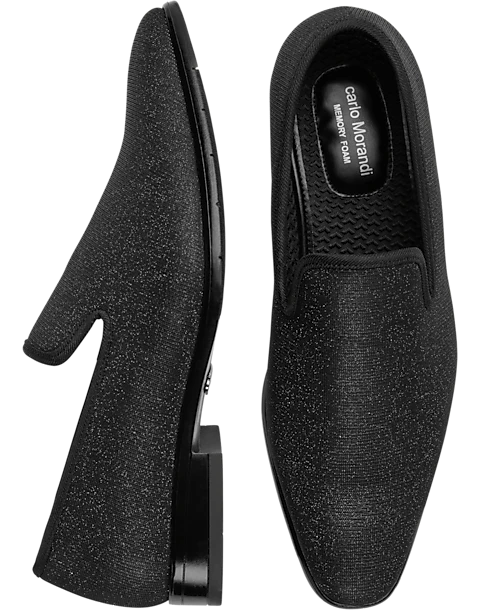 Carlo Morandi Sparkle Fabric Formal Loafers, Black 3 Carlo Morandi Sparkle Fabric Formal Loafers, Black