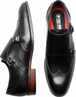 Stacy Adams Karson Wingtip Monkstrap Dress Shoes, Black