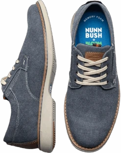 Nunn Bush Otto Canvas Plain Toe Oxfords, Blue Denim