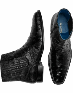 Belvedere Roger Ostrich Chelsea Boot, Black