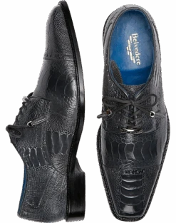 Belvedere Batta Ostrich Cap Toe Oxfords, Olive