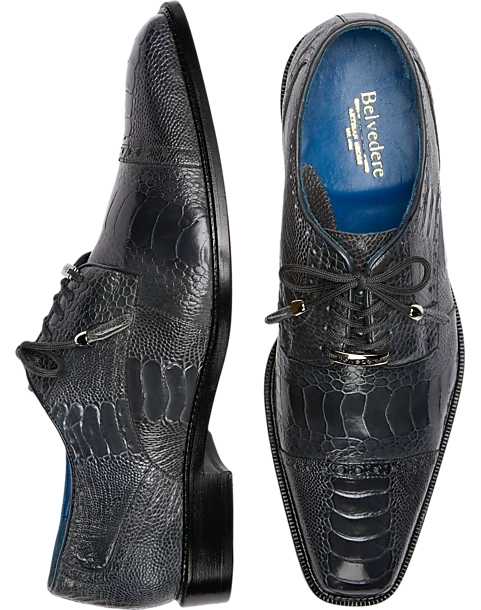 Belvedere Batta Ostrich Cap Toe Oxfords, Olive 3 Belvedere Batta Ostrich Cap Toe Oxfords, Olive