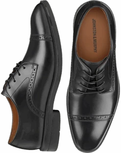 Johnston & Murphy Ronan Cap Toe Oxfords, Black
