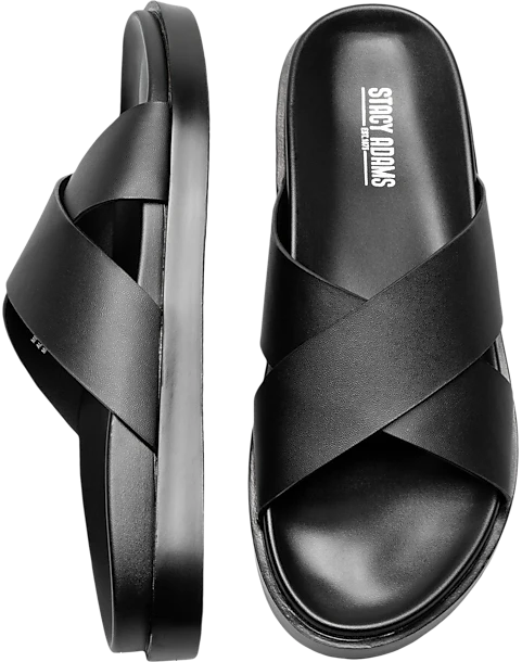 Stacy Adams Montel Cross Strap Slide Sandals, Black 3 Stacy Adams Montel Cross Strap Slide Sandals, Black