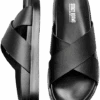 Stacy Adams Montel Cross Strap Slide Sandals, Cognac -Male Clothing Store MW40 42GX 02 STACY ADAMS BLACK MAIN