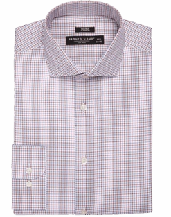 Pronto Uomo Classic Fit Spread Collar Dress Shirt, Rust And Blue Double Plaid