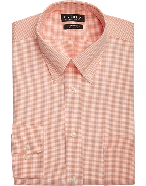 Lauren By Ralph Lauren UltraFlex Regular Fit Button-Down Collar Dress Shirt, Orange Gingham 3 Lauren By Ralph Lauren UltraFlex Regular Fit Button-Down Collar Dress Shirt, Orange Gingham