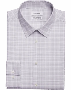 Calvin Klein Infinite Wrinkle Free Slim Fit Stretch Collar Dress Shirt, Iris Plaid