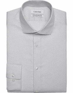 Calvin Klein Infinite Wrinkle Free Slim Fit Stretch Collar Dress Shirt, Gray Squares