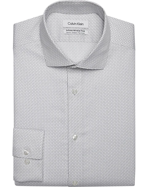 Calvin Klein Infinite Wrinkle Free Slim Fit Stretch Collar Dress Shirt, Gray Squares 3 Calvin Klein Infinite Wrinkle Free Slim Fit Stretch Collar Dress Shirt, Gray Squares