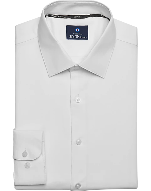 Ben Sherman Slim Fit Dobby Dress Shirt, White Basketweave 3 Ben Sherman Slim Fit Dobby Dress Shirt, White Basketweave