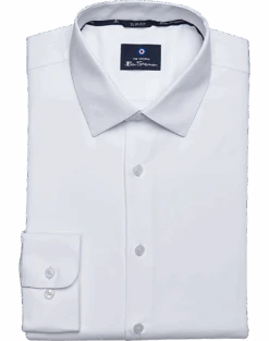 Ben Sherman Slim Fit Dobby Dress Shirt, White Diamond