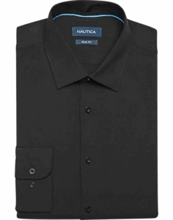 Nautica Slim Fit Four-Way Stretch Dress Shirt, Black