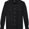Awearness Kenneth Cole Slim Fit Twill Military Sport Shirt, Black -Male Clothing Store MW40 6LEM 02 AWEARNESS KENNETH COLE BLACK MAIN