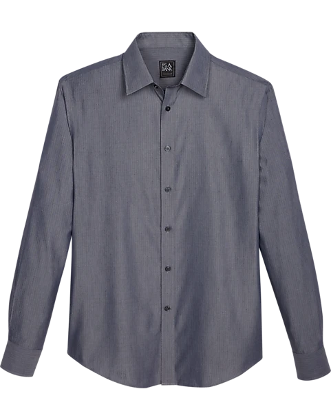 Jos. A. Bank Traveler Collection Slim Fit Spread Collar Sport Shirt, Black Melange Chevron 3 Jos. A. Bank Traveler Collection Slim Fit Spread Collar Sport Shirt, Black Melange Chevron