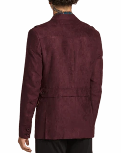 Paisley & Gray Slim Fit Ultra-suede Military Jacket, Burgundy -Male Clothing Store MW40 6LTY 06 PAISLEY GRAY BURGUNDY ALT1