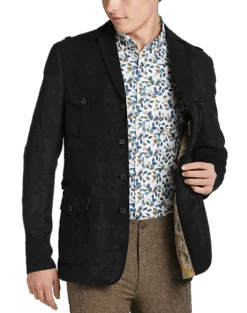 Paisley & Gray Slim Fit Military Coat, Black