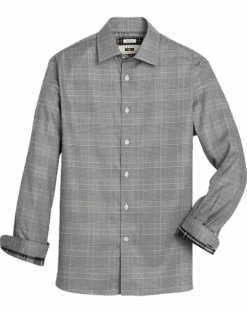 Joseph Abboud Modern Fit Sport Shirt, Black & White Glen Plaid