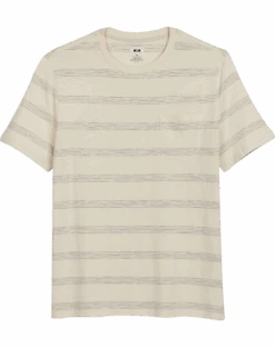 Joseph Abboud Modern Fit Short Sleeve Crew Neck T-Shirt, Cream Stripe