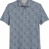 Joseph Abboud Modern Fit Short Sleeve Polo Shirt, Gray & Blue Floral