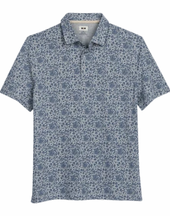 Joseph Abboud Modern Fit Short Sleeve Polo Shirt, Gray & Blue Floral