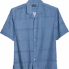 Haggar Modern Fit Short Sleeve Micropoly Camp Shirt, Navy Waves -Male Clothing Store MW40 6MRV 14 HAGGAR BLUE MAIN