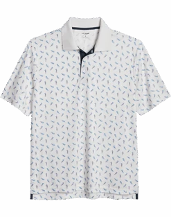 Haggar Modern Fit LIFE KHAKI™ Short Sleeve Polo, White Seahorse Pattern