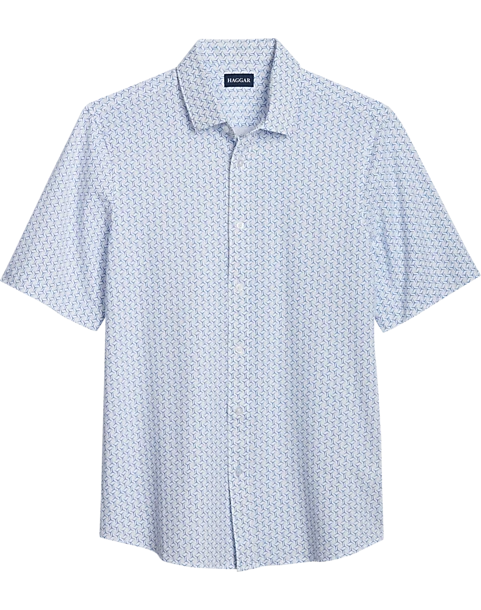 Haggar Modern Fit Short Sleeve Pique Sport Shirt, Light Blue 3 Haggar Modern Fit Short Sleeve Pique Sport Shirt, Light Blue