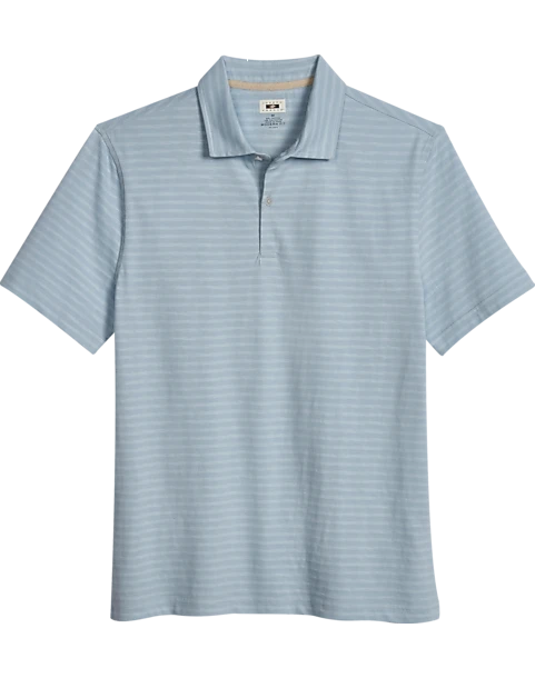 Joseph Abboud Modern Fit Slub Polo, Light Blue Stripe 3 Joseph Abboud Modern Fit Slub Polo, Light Blue Stripe