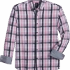 Michael Strahan Four-Way Stretch Modern Fit Button-Down Collar Sport Shirt, Pink & Gray Plaid