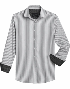 Egara Slim Fit Sport Shirt, Black Tonal Stripe