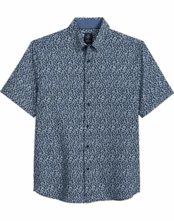 Michael Strahan Modern Fit 4-Way Stretch Short Sleeve Sport Shirt, Blue Liberty Floral