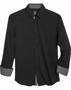 Michael Strahan Modern Fit 4-Way Stretch Sport Shirt Black Mini Triangle