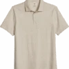 Joseph Abboud Modern Fit Short Sleeve Polo Shirt, Oatmeal Herringbone