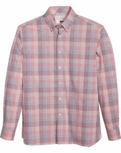 Joseph Abboud Modern Fit Sport Shirt, Burgundy Plaid