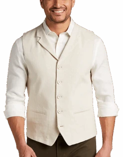 Joseph Abboud Modern Fit Canvas Vest, Beige