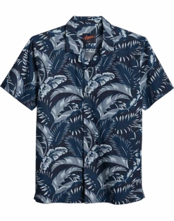 Egara Slim Fit Short Sleeve Sport Shirt, Navy Floral