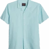 Egara Slim Fit Seersucker Short Sleeve Sport Shirt, Aqua Tonal Stripe 2 Egara Slim Fit Seersucker Short Sleeve Sport Shirt, Aqua Tonal Stripe -Male Clothing Store MW40 6N7X 26 EGARA AQUA MAIN