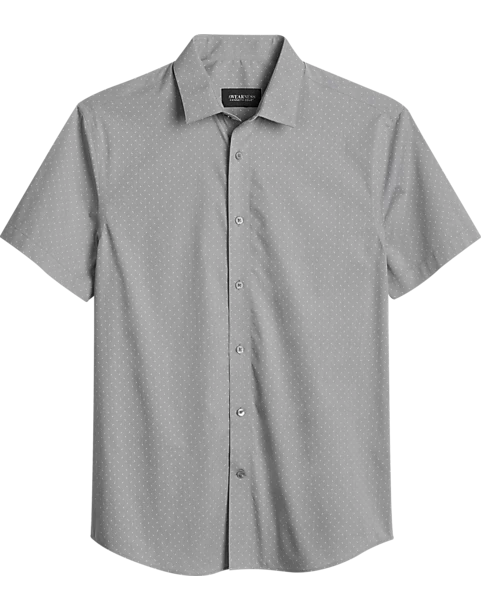 Awearness Kenneth Cole Slim Fit Short Sleeve Sport Shirt, Light Gray Geo 3 Awearness Kenneth Cole Slim Fit Short Sleeve Sport Shirt, Light Gray Geo