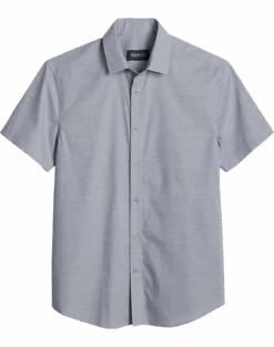 Awearness Kenneth Cole Slim Fit Short Sleeve Slub Sport Shirt, Light Gray