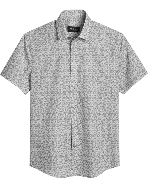 Awearness Kenneth Cole Slim Fit Short Sleeve Sport Shirt, Light Gray Camo 3 Awearness Kenneth Cole Slim Fit Short Sleeve Sport Shirt, Light Gray Camo