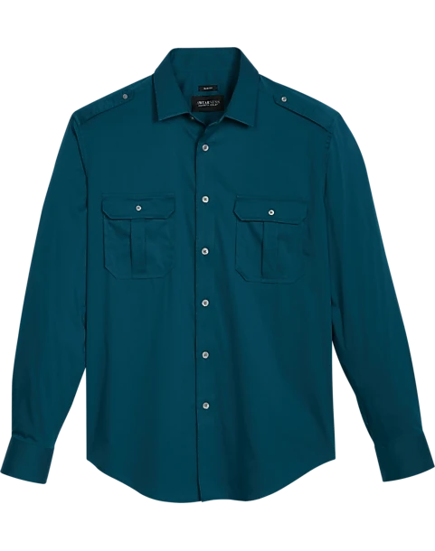 Awearness Kenneth Cole Slim Fit Spread Collar Sport Shirt Teal 3 Awearness Kenneth Cole Slim Fit Spread Collar Sport Shirt Teal