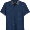 Michael Strahan Modern Fit Short Sleeve Polo, Navy Stripe 2 Michael Strahan Modern Fit Short Sleeve Polo, Navy Stripe -Male Clothing Store MW40 6NCK 01 MICHAEL STRAHAN NAVY MAIN