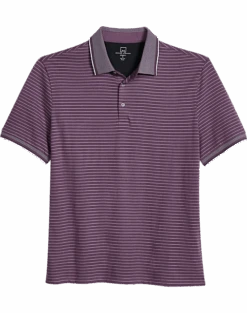 Michael Strahan Modern Fit Short Sleeve Polo, Purple Stripe