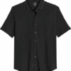 Michael Strahan Modern Fit Popcorn Stitch Short Sport Shirt, Black 2 Michael Strahan Modern Fit Popcorn Stitch Short Sport Shirt, Black -Male Clothing Store MW40 6NCV 02 MICHAEL STRAHAN BLACK MAIN