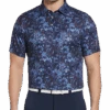 PGA Tour Classic Fit Printed Polo, Navy Fireworks -Male Clothing Store MW40 6NL6 01 PGA TOUR NAVY MAIN