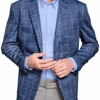 Johnston & Murphy Modern Fit XC Flex Knit Blazer, Blue Windowpane 1 Johnston & Murphy Modern Fit XC Flex Knit Blazer, Blue Windowpane -Male Clothing Store MW40 6NM4 14 JOHNSTON MURPHY BLUE MAIN